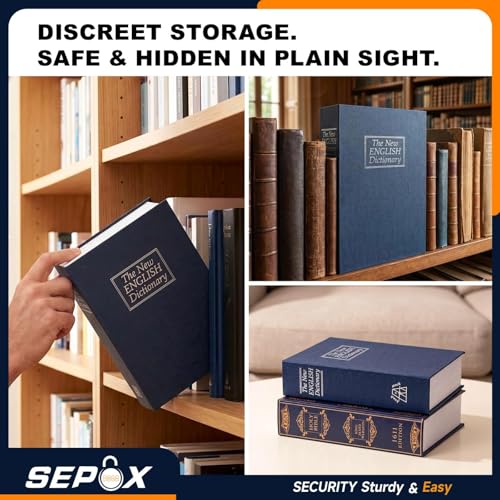 SEPOX® Twins Safe Book Lock Box Real Paper Cover with Larger Steel Interior - color: BlackBlue