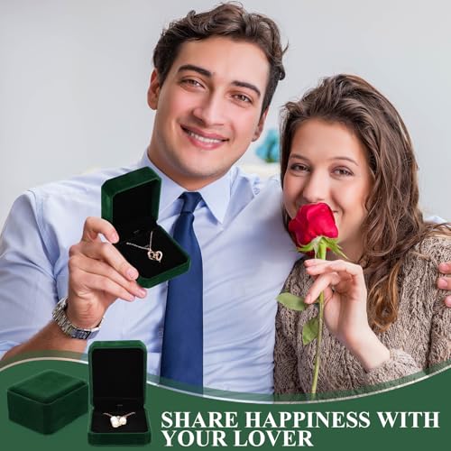 Sureio 24 Pcs Velvet Jewelry Gift Boxes Bulk Dark Green - color: Dark Green