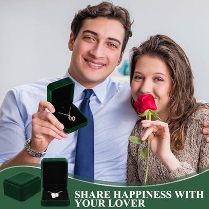 Sureio 24 Pcs Velvet Jewelry Gift Boxes Bulk Dark Green - color: Dark Green