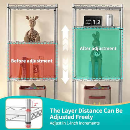 BestOffice | 4-Tier Wire Shelf | 12" x 18" x 44 | Chrome - color: Chrome, size: 12"D x 18"W x 44"H