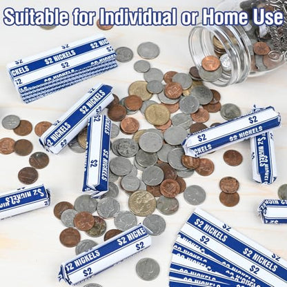 THEBLUETOUCH 100 pcs White Kraft Flat Coin Wrappers for Nickels - size: 100 Nickel Only