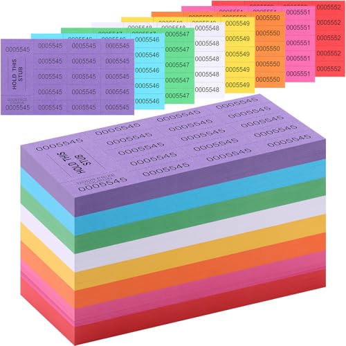 Kosiz 15 Bid 504 Raffle Ticket Sheets Chinese Auction Tickets, Mixed Color - color: Mixed Color, size: 15 Bid