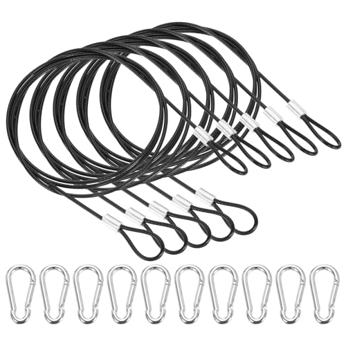 PATIKIL 40" Safety Cable Lock Security Wire Ropes w 10 Spring Buckle 5Pcs - color: Black, size: 40 Inch