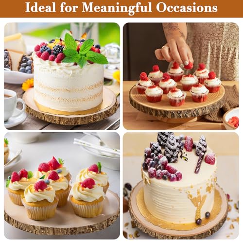 Rustic Wood Cake Stand - 11-13 Inch Wooden Slice with Legs for Elegant Wedding, Birthday, & Woodland-Themed Parties（1Pcs）