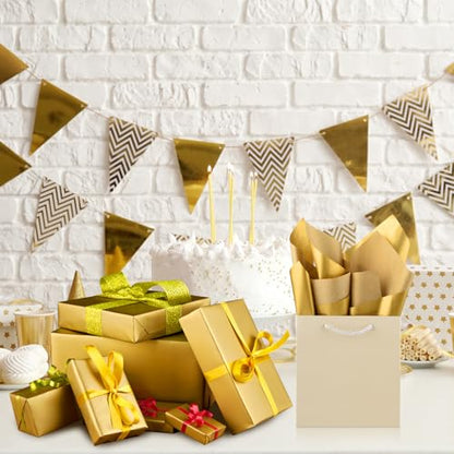 NEBURORA 120 Sheets Gold Tissue Paper Gift Wrapping Paper Bulk - color: Gold