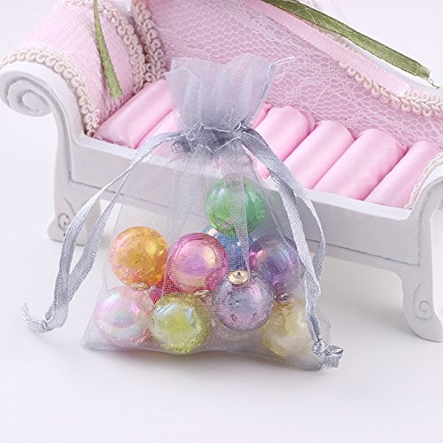 Wudygirl 100 PCS Organza Bags 4"x6" Gift Bags with Drawstring Gray - color: Gray, size: 4x6 IN