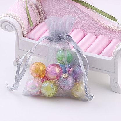 Wudygirl 100 PCS Organza Bags 4"x6" Gift Bags with Drawstring Gray - color: Gray, size: 4x6 IN