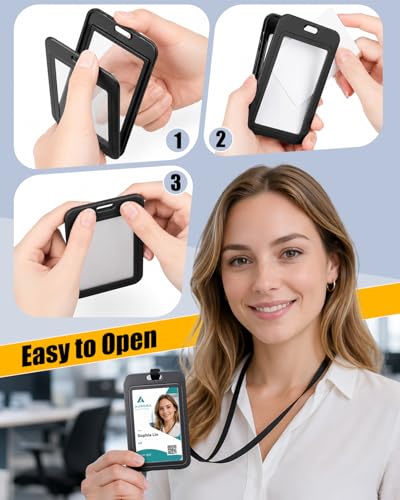 Uniclife 3 Pack Vertical Badge Holders for Office School IDs - color: Black-01, size: 3 Pack