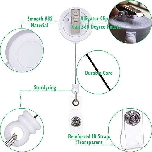 QREEL Badge Reel, ID Badge Holder Retractable Clip, White, Bulk 100 Pack - color: White, size: 100 Pack