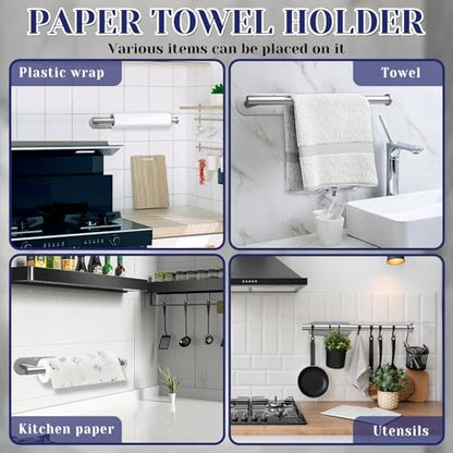 Sliver Paper Towel Holder, Self Adhesive Paper Towel Holder Under Cabinet - color: Sliver
