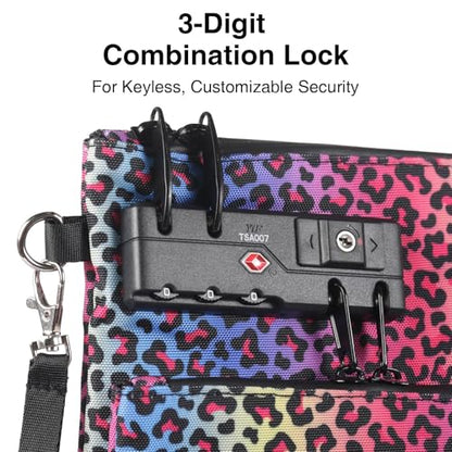 KOSMCCO Lockable Money Bag, Neon Leopard, 11x8.6 Inch - color: Neon Leopard
