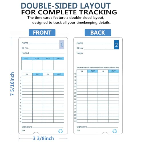 (300pack) E14 (E14-100) Time Cards for Lathem Model 400E Time Clock