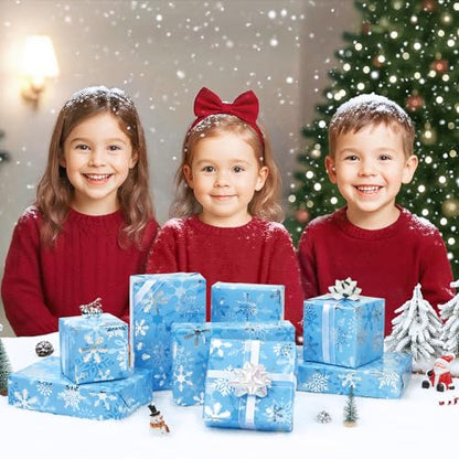 WERNNSAI Christmas Wrapping Paper 17 In x 33 Ft Snowflake Gift Wrap Roll - color: Snowflake-Metallic Foil