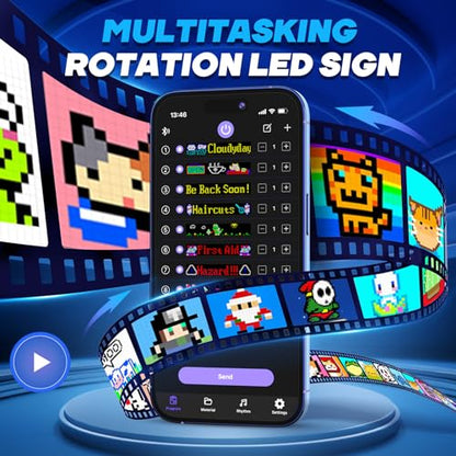 KJOY Large Bright LED Sign,37''x8'' Flexible 12V Multi Ttask Loop Playback LED Store Sign, Bluetooth App Control Custom Text Pattern Animation Scrolling LED Sign Programmable for Store Hotel School - size: 37"x8"-1PCS