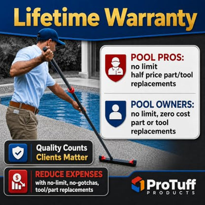 ProTuff 490 Promise 22in Pool Brush, Algae Scrubber for Walls & Steps