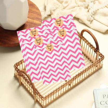 Novel Box 100 Pack Pink Chevron Print Flat Merchandise Bags 4x6 in - color: Pink Chevron, size: 4" x 6" Inches