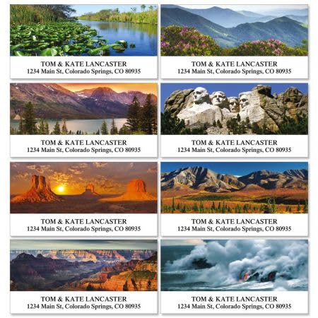 National Parks Personalized Return Address Labels- Set of 144, Large Self-Adhesive, Flat-Sheet Labels (8 Designs) by Colorful Images - style: America's Parks