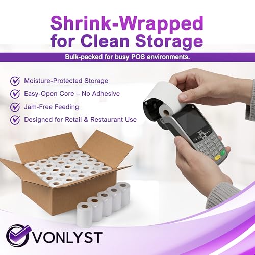 Verifone & Ingenico Thermal Paper Rolls 2 1/4" x 55' (10 Pack) BPA Free Receipt Paper for VX520 VX680 T650 V400m ICT220 ICT250 Desk 3500 Move 5000 Credit Card Machine - size: 10 rolls