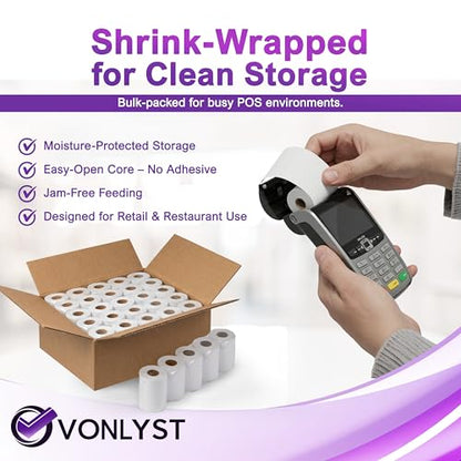 Verifone & Ingenico Thermal Paper Rolls 2 1/4" x 55' (10 Pack) BPA Free Receipt Paper for VX520 VX680 T650 V400m ICT220 ICT250 Desk 3500 Move 5000 Credit Card Machine - size: 10 rolls