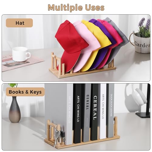 Bamboo Hat Rack – 1-Pack Hat Organizer for Baseball Caps, Free-Standing Hat Holder for 18 Caps, Ideal for Closet, Bedroom, Dresser