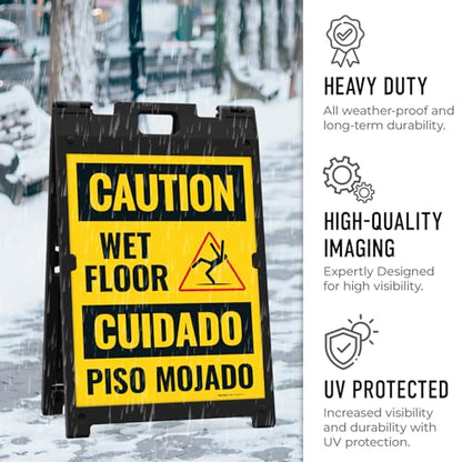 Caution Wet Floor Sign Kit, - size: 18x24 Inches, style: A-frame + 2 Panel Kit