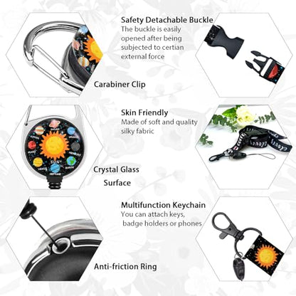 Giancomics Planet Lanyard for ID Badges, Badge Holder Retractable Reel Card - color: Planet Sun