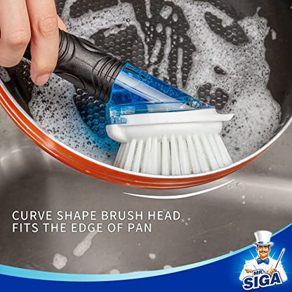 MR.SIGA Soap Dispensing Dish Brush Storage Set, Kitchen Brush with Holder