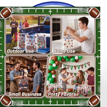 Pasimy 25 Pcs Football Gift Bags with Handles, Clear Football Plastic Bags - style: Clear Football