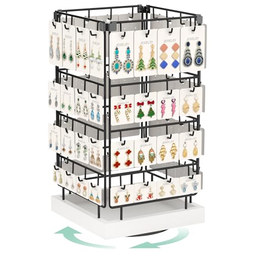EsLuker.ly Rotating Earring Display Holder Stand for Vendors Selling, White - color: White+Black