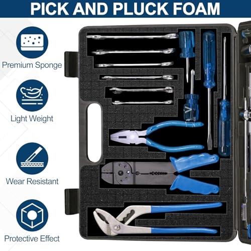 8 Pcs Pick and Pluck Foam Sheets 3 Size Polyurethane Pick Apart Foam Inserts Pads with Bottom Use for Camera Case, Tool Box, Storage Drawer (4P 16" x 12" x 2", 2P 16" x 12" x 1", 2P 16" x 12" x 0.4") - size: 3 Sizes - 8 Pcs -16 Inches Length