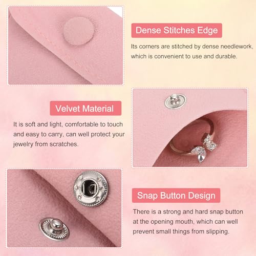 PATIKIL 2Pcs Jewelry Pouch 3x3 Inch Velvet Pouches Snap Button, Pink - color: Pink, size: 3x3 Inch