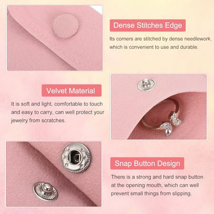 PATIKIL 2Pcs Jewelry Pouch 3x3 Inch Velvet Pouches Snap Button, Pink - color: Pink, size: 3x3 Inch