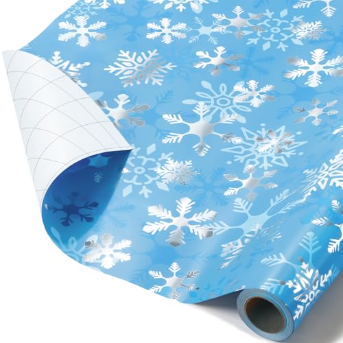 WERNNSAI Christmas Wrapping Paper 17 In x 33 Ft Snowflake Gift Wrap Roll - color: Snowflake-Metallic Foil