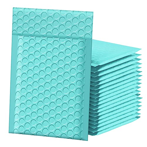 Famagic Teal Bubble Mailers 4x8 for Jewelry and Cards, 50pc, Usable 4x7 - color: Teal, size: 4x8 50pcs