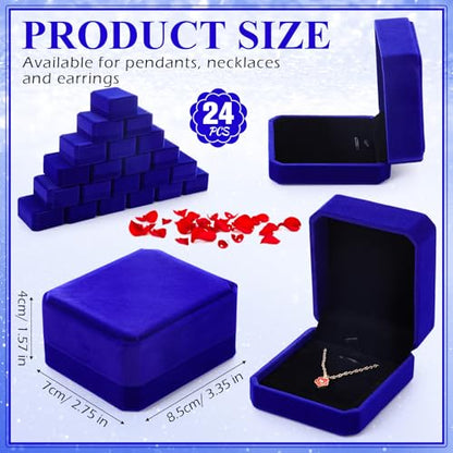 Sureio 24 Pcs Velvet Jewelry Gift Boxes Bulk Royal Blue - color: Royal Blue