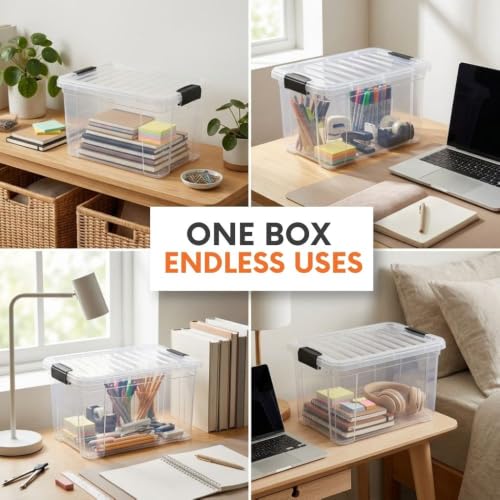 Superio 2.5 Quart Clear Plastic Storage Boxes with Lids, Stackable Organizer Containers, BPA-Free Storage Bins for Home, Office, School & Dorm, 2 Pack - size: 2.4 Quart