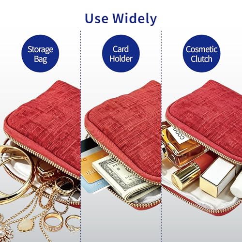 Small Travel Jewelry Case with Earring Box Mini Jewelry Case - color: Red