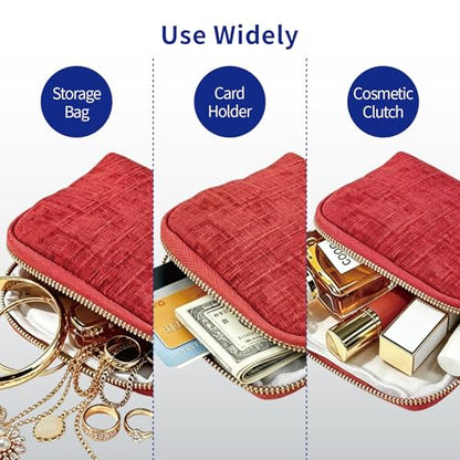 Small Travel Jewelry Case with Earring Box Mini Jewelry Case - color: Red