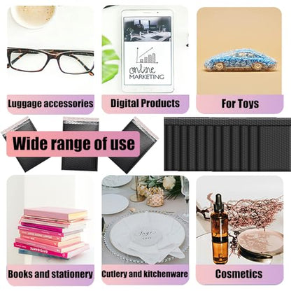 50 PCS Bubble Mailers, Black Poly Padded Envelopes,3 Sizes
