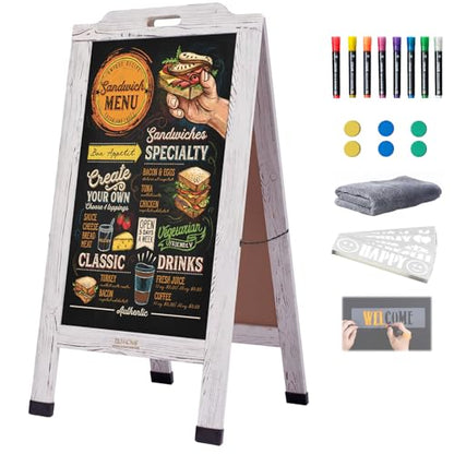 Magnetic Portable A-Frame Chalkboard Signs, 40" × 20", White - color: A-portable-white