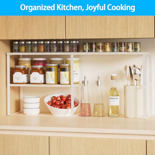 Golener Kitchen Counter Organizer, Countertop Shelf, Adjustable, Stackable - color: Natural Beige, size: Large