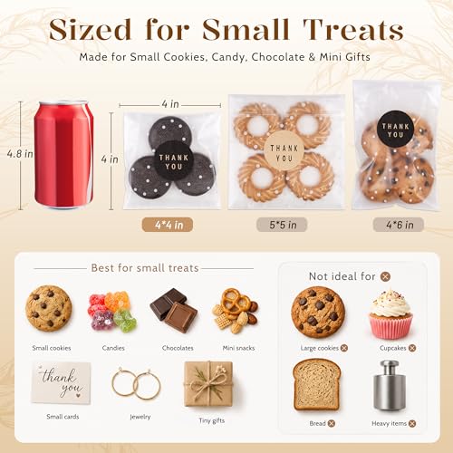 NPLUX Halloween Cellophane Treat Bags, 100 Pack 4x6 in for Gifting - color: White Polka Dot, size: 4x6 Inch (Pack of 100)