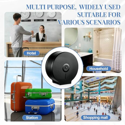 Mifoci 2 Pcs Industrial Toilet Paper Holder Commercial Roll Dispenser Wall Mount Stainless Steel Jumbo Tissue Dispenser Fits 9" Roll Toilet Paper for Office Home Public Places (Black) - color: Black