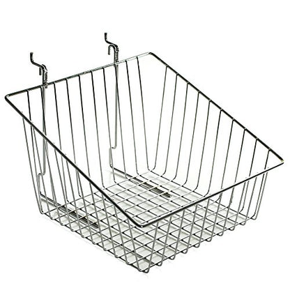 Azar Displays 300623-2pack Sloped Wire Basket, Chrome (Pack of 2) - size: 9.75" W X 8"H