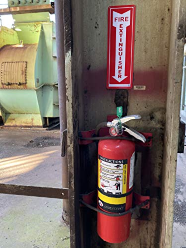 Fire Extinguisher Required Sign - For Indoor or Outdoor Use - 2 Signs White & Red - Hard & Durable Plastic with Holes - 12” x 4” - Pre-Drilled Mounting Holes