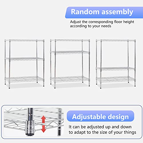 FDW | 3-Tier Wire Shelf | 23" x 13" x 30" | Chrome - color: Chrome, size: 23×13×30