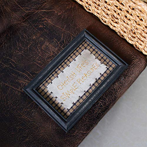 CVHOMEDECO. Primitives Antique Cherish Life's Simple Pleasures Stitchery Frame Wall Mounted Hanging Decor Art, 9 x 6 Inch - color: Cherish Life's Simple Pleasures