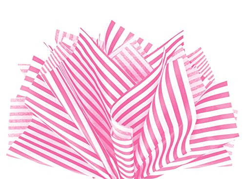 Flexicore Packaging Hot Pink Pin Stripe Print Gift Wrap Tissue Paper Size: 15 Inch X 20 Inch | Count: 100 Sheets | Color: Hot Pink Pin Stripe - color: Hot Pink Striped, size: 100 Sheets