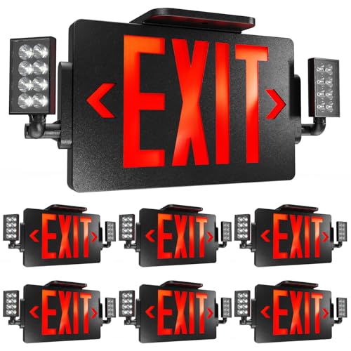 Sunco 6 Pack Black Exit Signs with LED Emergency Lights & Backup Battery - color: Black