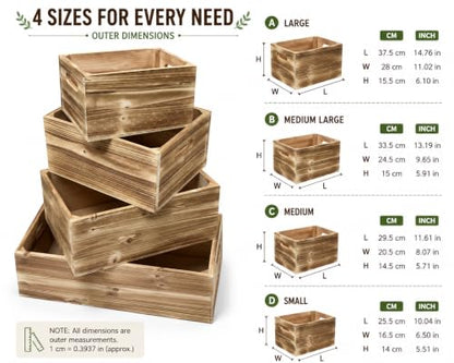 Oojami 4 Pack DIY Wood Crates with Handles, Weathered Natural Brown - color: Weathered Natural Brown
